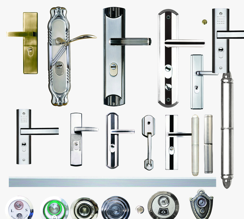 拉手、门锁、观察孔效果图