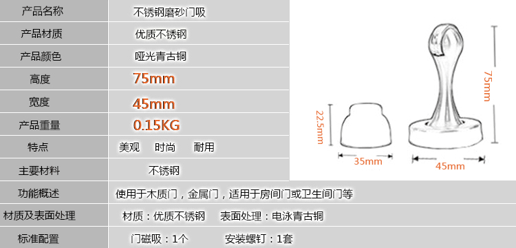 门吸参数效果图