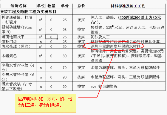 装修预算表格效果图5