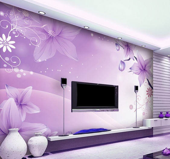 紫色电视背景墙效果图