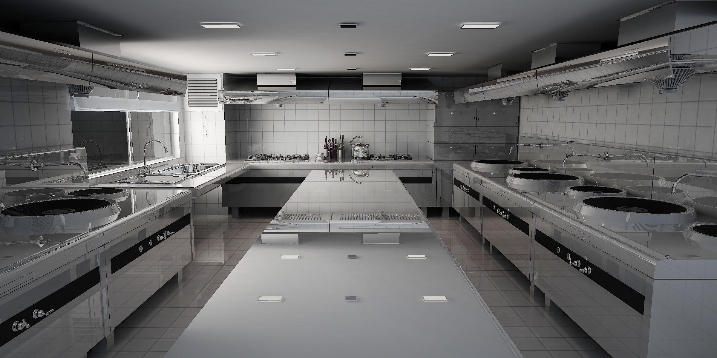 一组酒店厨房设计效果图_万维设计