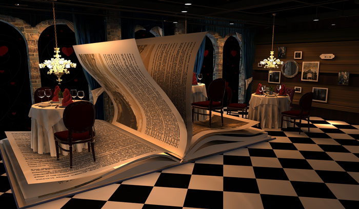 爱丽丝漫游仙境主题餐厅装修设计案例效果图_岚禾装饰设计