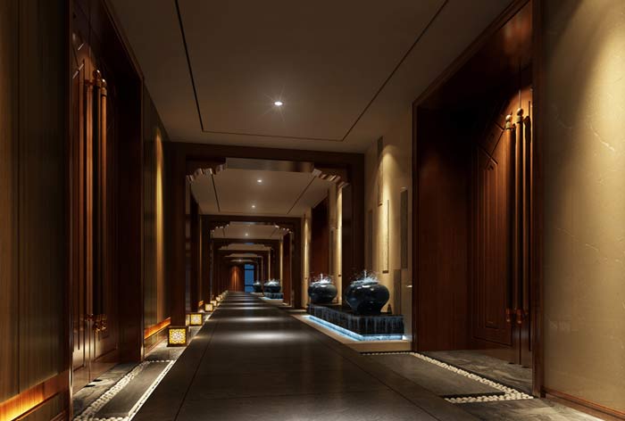 杭州spa会所走廊装修设计案例效果图