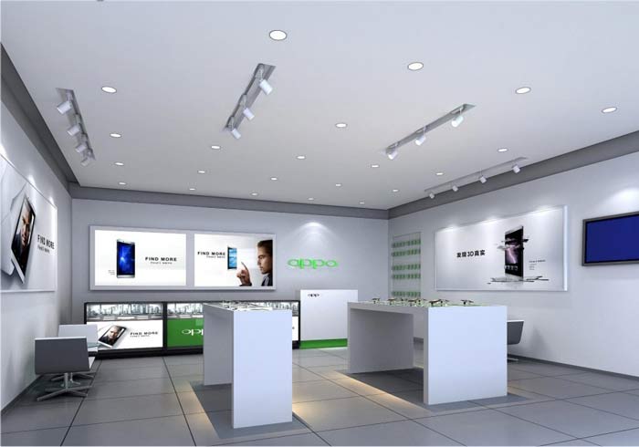 oppo智能手机体验店手机展览区装修设计案例效果图