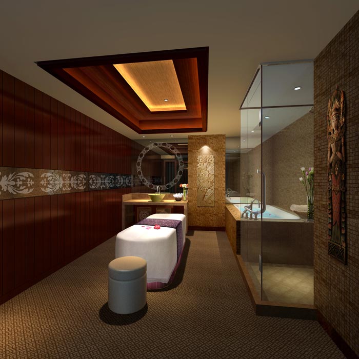 现代、古典混搭美容院浴室软装装修设计案例效果图
