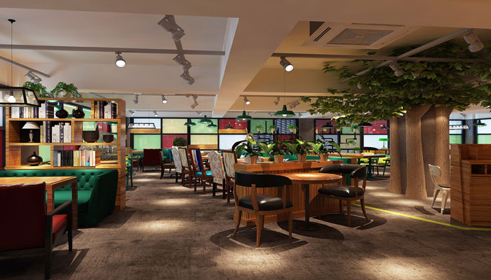 杭州咖啡厅学习区装修设计效果图