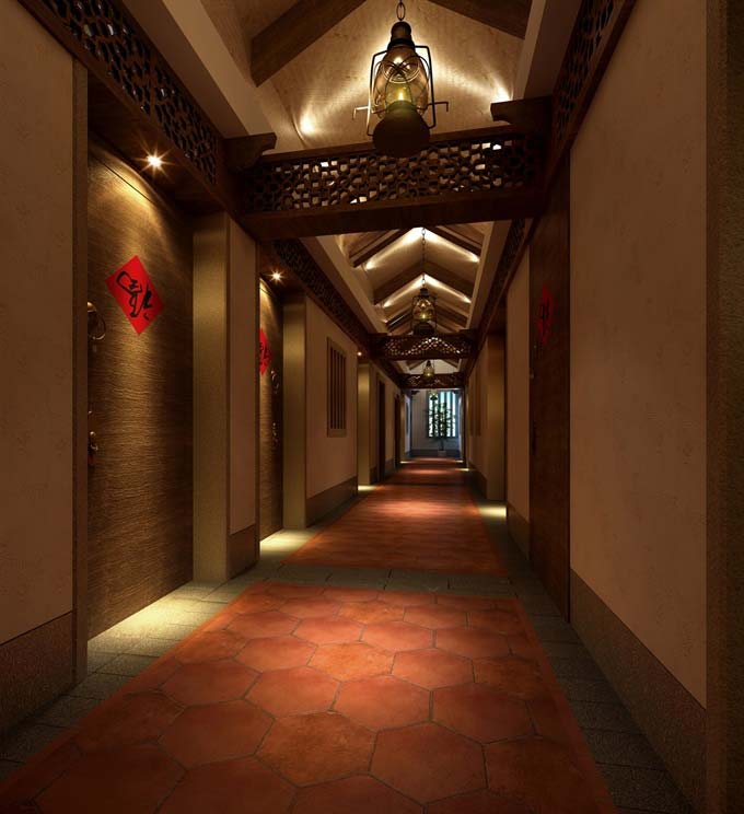 闽南风格特色餐厅装修设计案例效果图_岚禾装饰设计