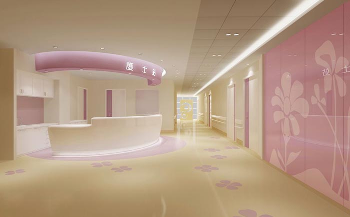 妇女儿童医院二楼护士站装修设计案例效果图