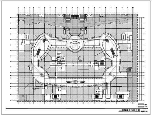 商场深化设计施工图一层隔断定位尺寸图