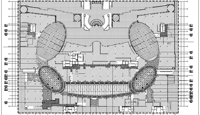 商场深化设计施工图二层顶面布置图
