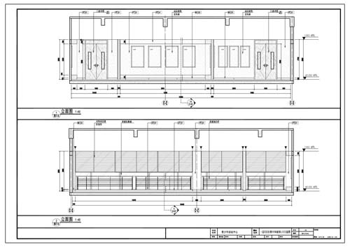 青少年活动中心施工图深化设计C区1层红领巾体验馆立面图1-2