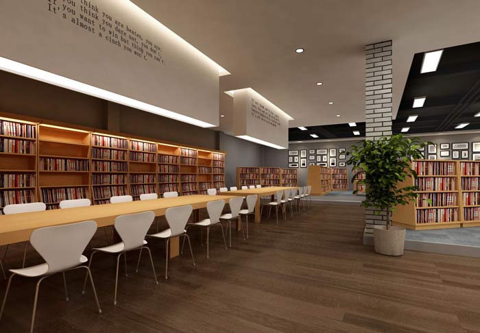 学习型咖啡厅图书馆装修设计案例效果图