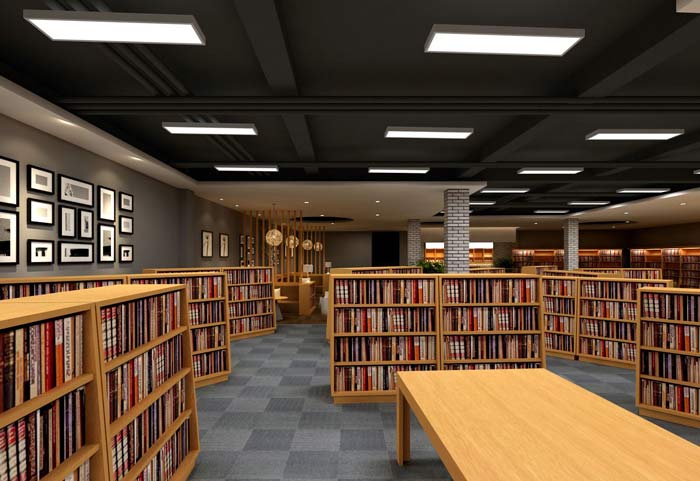 学习型咖啡厅图书馆图书区域装修设计案例效果图