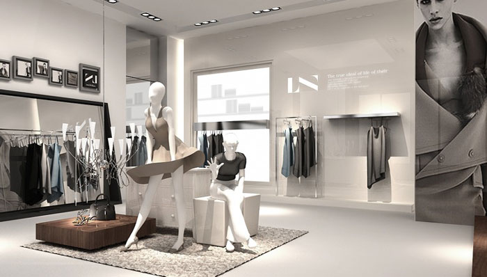 意大利女装专卖店展示区域装修设计案例效果图