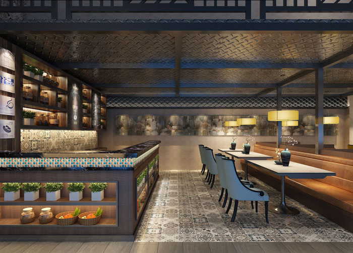 600平方中餐厅前台装修设计案例效果图