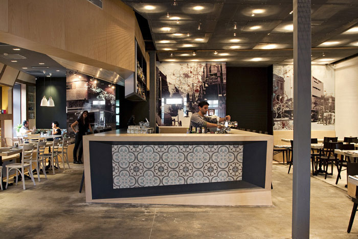 引领以色列的文化的咖啡馆餐厅前台区域设计效果图