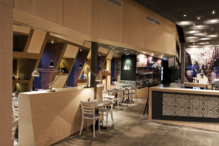 引领以色列的文化的咖啡馆餐厅前台进餐区域设计效果图
