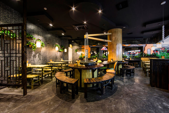 100平方中餐厅混搭风格装修设计方案效果图