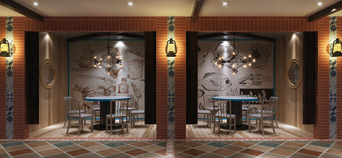 异域风格的餐厅背景墙装修设计方案效果图