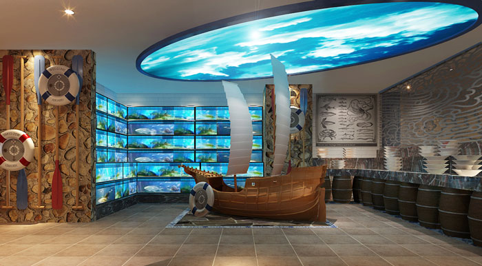异域风格的餐厅海鲜储存区域装修设计方案效果图