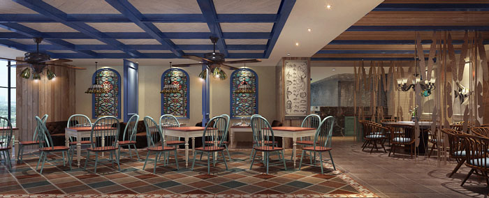 异域风格的餐厅大厅装修设计方案效果图