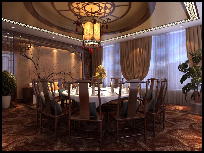 610平方中餐厅包厢装修设计方案效果图