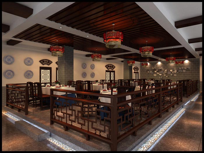 610平方中餐厅大厅装修设计方案效果图