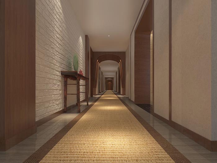 新中式精品酒店过道装修设计案例效果图