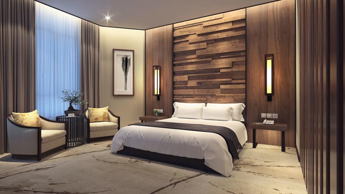 商务型酒店套间卧室装修设计案例效果图