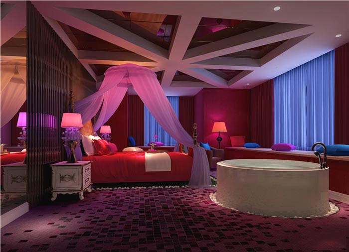 爱情酒店浪漫满屋客房装修设计案例效果图