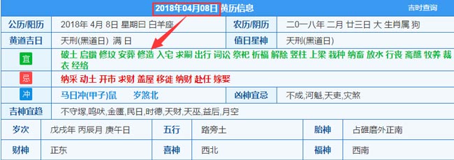 2018年04月08日装修吉日截图