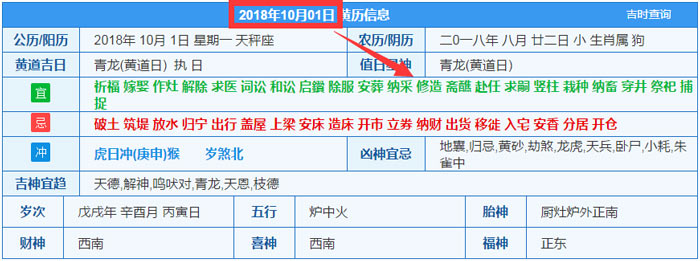 2018年10月01日装修吉日截图