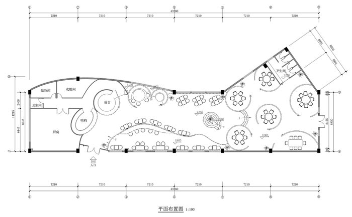 特色风味餐厅平面图装修设计效果图