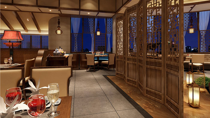 中式餐厅中厅装修设计效果图