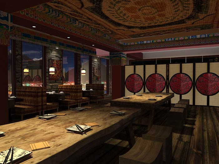 藏式主題餐廳就餐區裝修設計效果圖
