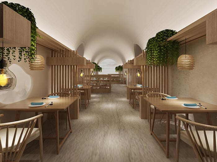 窑洞主题餐厅空间装修设计效果图