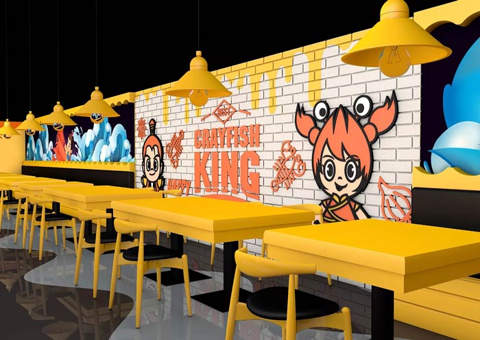 小龙虾主题餐厅人物装修设计效果图