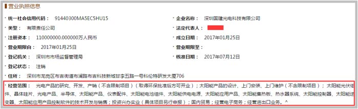 光电科技有限公司经营范围截图