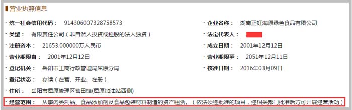 绿色食品(种植)有限公司经营范围截图