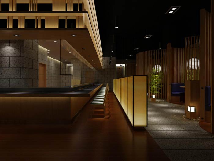 日本料理餐厅大厅装修设计效果图