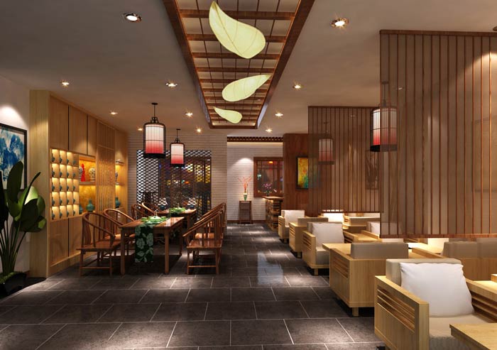 中式茶餐厅餐区装修设计效果图
