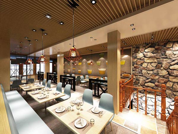 连锁中式快餐店装修设计效果图