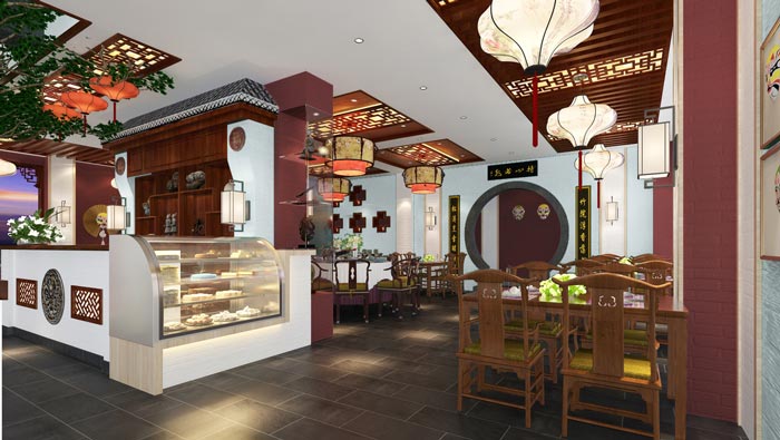 新中式川菜馆甜品区装修设计效果图
