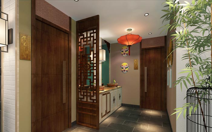 新中式川菜馆卫生间装修设计效果图
