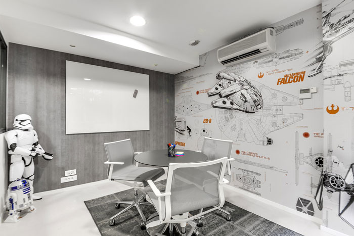 两层550平方办公室讨论室装修设计效果图