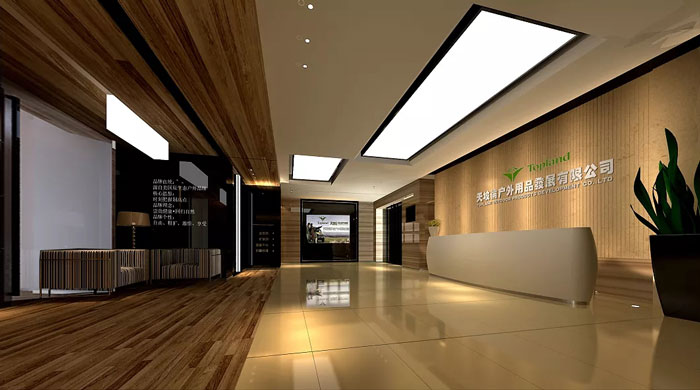 户外用品公司办公室前台装修设计效果图