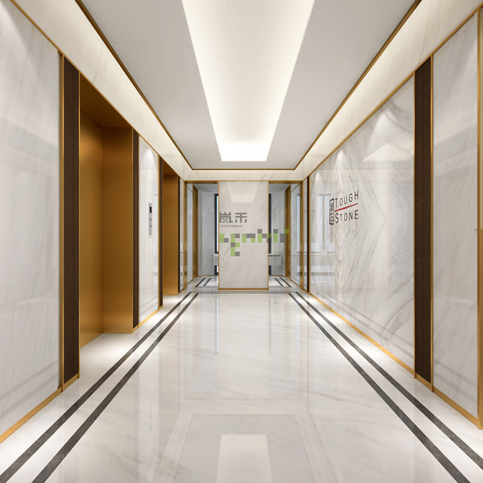 办公室新中式电梯间装修设计效果图