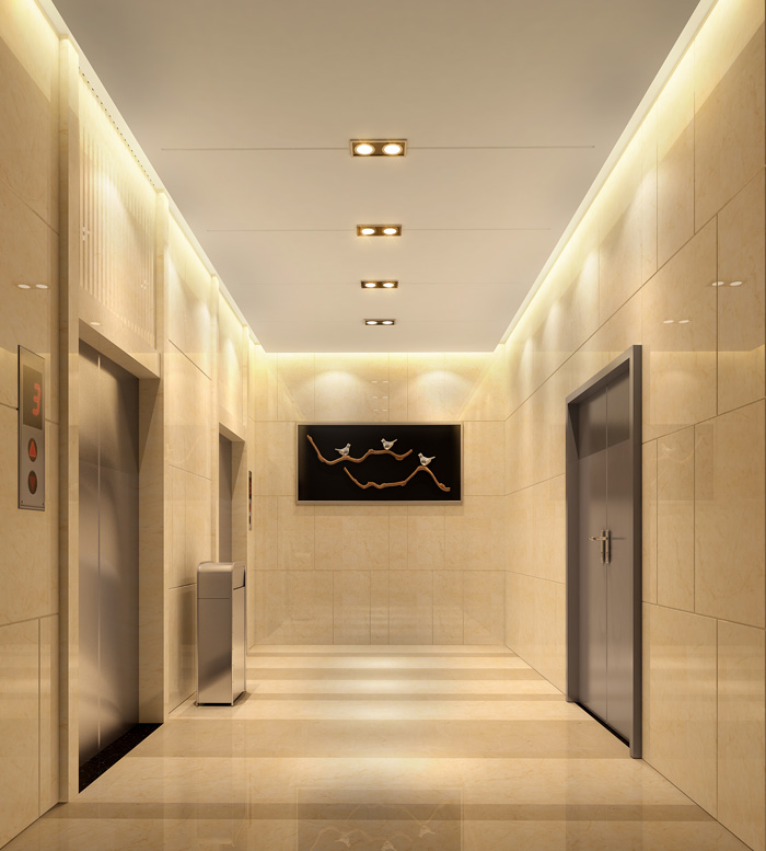中式摩登风格办公室电梯间装修设计效果图