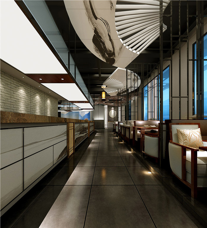 江南风情主题餐厅餐区装修设计效果图