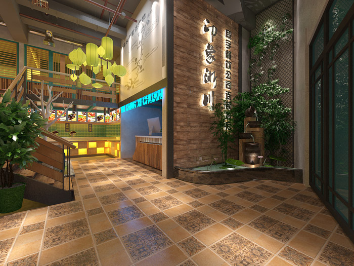 loft主题餐厅进门区装修设计效果图